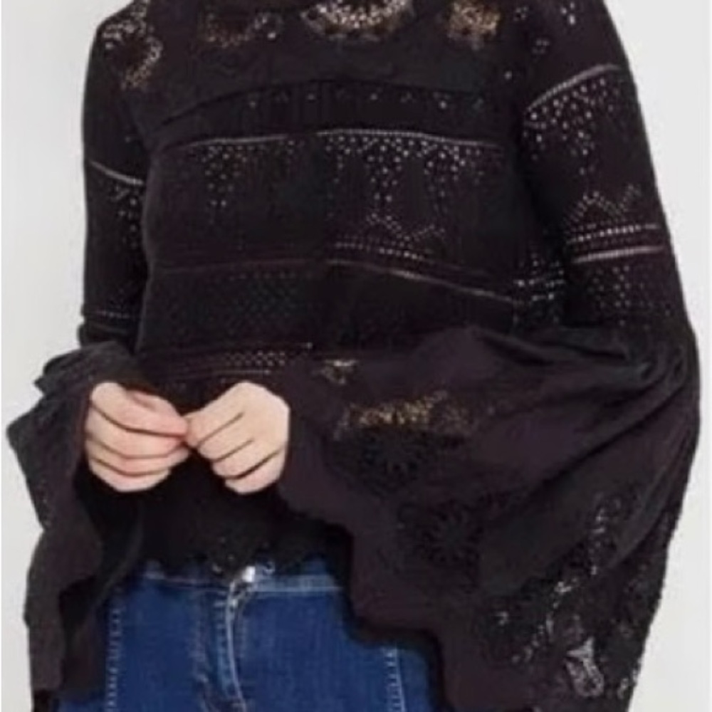 Free People Black Lace Blouse